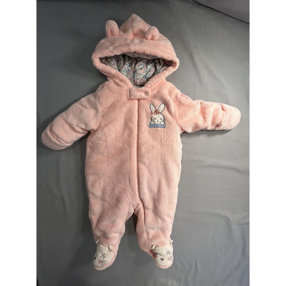 Little Wonders Pink Snowsuit Girls 0-3 Months‎ Bunny
